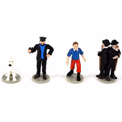 Set de 4 figurines de collection Tintin Milou Haddock et les Duponts