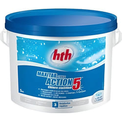 Chlore lent HTH Maxitab - 5 actions - désinfecte combat les algues clarifie améliore la filtration stabilise