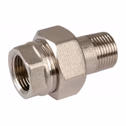 Raccord union laiton nickelé droit à visser - M 1/2' - F 1/2' - Thermador Laiton