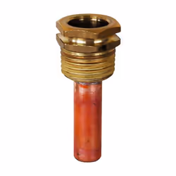 Présentation Doigt de gant pour sonde. Tube cuivre soudé sur raccord laiton Mâle 1/2". Longueur 47mm. Diamètre intérieur 7mm. ...