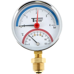 Thermador - Manothermomètre radial Mâle 1/2' (15/21) - Ø80 mm - 0 à 4 bar