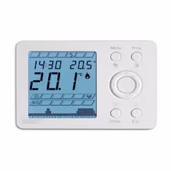 Présentation Thermostat d'ambiance hebdomadaire programmable par tranche de 30 minutes. Fonctions horaire, manuelle et antige ...
