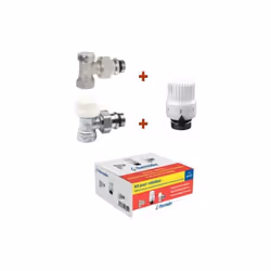 KITS RADIATEURS 3 PIÈCES Kit pour radiateur : robinet avec tête thermostatique • Tête thermostatique TTE. • Corps chromé avec ...