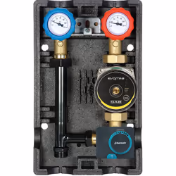 Présentation Groupe hydraulique MODULFIT mélangé avec circulateur - DN20 Avec vannes d'arrêts à sphère vers l'installation, t ...