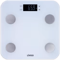 LIVOO DOM427W - Pese-personne impedancemetre - 13 memoires utilisateurs - 180 kg - Plateau en verre trempe affichage LCD - Bl ...