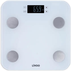 LIVOO DOM427W - Pese-personne impedancemetre - 13 memoires utilisateurs - 180 kg - Plateau en verre trempe affichage LCD - Blanc
