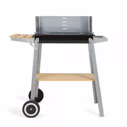 Livoo DOC244, Barbecue, Bois de chauffage, Chariot, Grille, Noir, Acier inoxydable, Rectangulaire