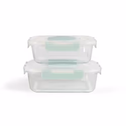 Set de 2 boîtes sous vide - LIVOO - MEN404V - 104 L et 15 L - Verre borosciliate - Couvercle en plastique - Emboîtables