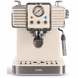 Machine à café expresso LIVOO - DOD174C Puissance (W) : 1350 Couleur : Crème Arrêt automatique : N/C Départ programmable : No ...