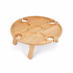Plateau apéritif - LIVOO - MES150 - Bois dhévéa - Plateau séparateur - 4 encoches pour verres - Pieds pliables