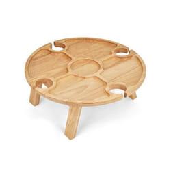 Plateau apéritif - LIVOO - MES150 - Bois dhévéa - Plateau séparateur - 4 encoches pour verres - Pieds pliables