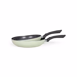 Set de 2 poêles aspect pierre - LIVOO - MEN124VE - Revêtement antiadhésif - Ø 24 et 28 cm - Manche silicone - Tous feux