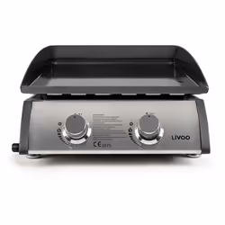 Plancha gaz DOC296 de Livoo de taille compacte, idéale pour 4 à 6 personnes grâce à sa surface de cuisson de 48 x 36 cm. Cuis ...