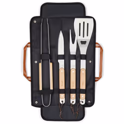 Set complet de 4 accessoires pour barbecue GS162 de Livoo, composé d'une fourchette, une pince, une spatule et un couteau. Ac ...