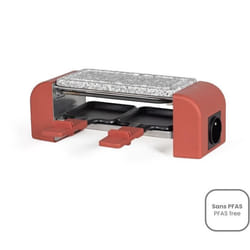 Appareil a Raclette  2 personnes connectable - LIVOO - DOC310R - 450W - 2 personnes - Thermostat automatique - 2 spatules en bois et 2 caque