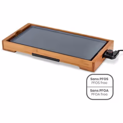 Plancha bambou revêtement céramique - LIVOO - DOC322 - 2200W - Plaque amovible en  fonte daluminium - Thermostat ajustable