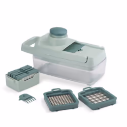 Mandoline multifonction de Livoo MEN435 vert, 8 lames interchangeables en acier inoxydable pour râper finement à grossièremen ...