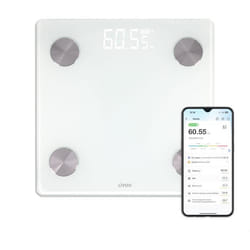 Pèse-personne impédancemètre connecté - LIVOO - DOM528W - 17 indicateurs - Max 180 kg - 8 profils - LED - Blanc