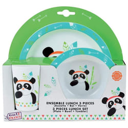 Indian Panda ensemble repas incluant 1 verre 220 ml, 1 assiette et 1 bol micro-ondables pour enfant