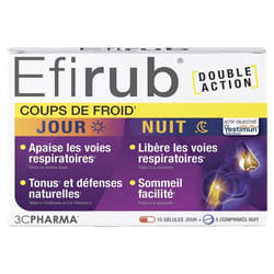 3C Pharma Efirub Coups de Froid 15 Gélules Jour + 5 Comprimés Nuit