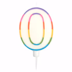Bougie d'anniversaire chiffre 0 - Multicolore 10,5 cm