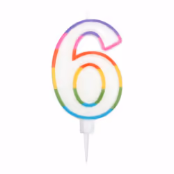 PARIS PRIX Bougie anniversaire chiffre 6 multicolore