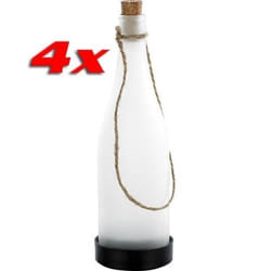 Bouteille à LED solaire - LUNARTEC - 4 bouteilles - Blanc chaud - Verre - Énergie solaire