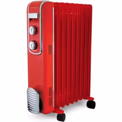 Thomson THBDH09VR, Chauffage électrique à bain d’huile, Huile, Intérieure, Sol, Rouge, Rotatif