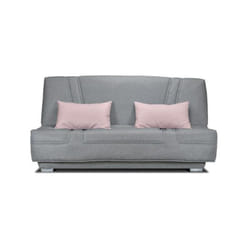 Les Tendances - comfort bultex Banquette clic clac - Tissu Gris + Coussins deco rose - L193 x P9