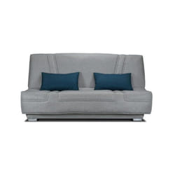 Comfort bultex Banquette clic-clac - 3 places - Tissu gris + Coussins deco bleu - L193 x