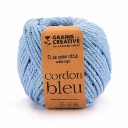 Graines Créatives Coton pour macramé bleu ciel