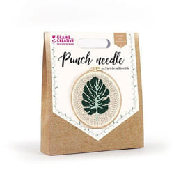 Coffret Punch needle - Feuille tropicale Ø 20 cm