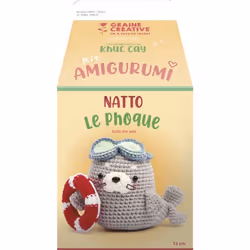 Kit Crochet Amigurumi - Graine Créative - Natoo le Phoque - 13 cm - Création facile - Mignon et amusant