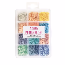 Perles Heishi - Graine Créative - 1750 Perles Pastel - 6 mm - Multicouleurs - Idéales pour Bijoux