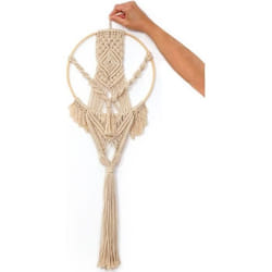Kit macramé - Ivoire - Suspension cercle en bambou - 26 x 70 cm - Décoration bohème - DIY