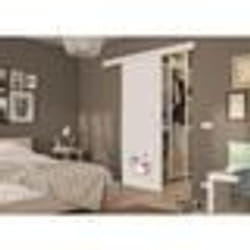 OPTIMUM - Kit porte coulissante + rail + bandeau prêt à peindre - H.204xL.83xP.4 cm - Blanc