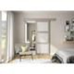 OPTIMUM - Kit porte coulissante 3 carreaux + rail + bandeau Vérone - H.204 x L.83 x P.4 cm - Chêne taupe