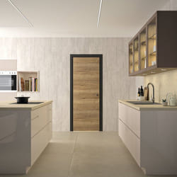 Bloc porte isotherme avec huisserie - OPTIMUM - Premium - Chêne authentique - Poussant gauche / ajustable - H 204 x Ep 44 x L 83 cm