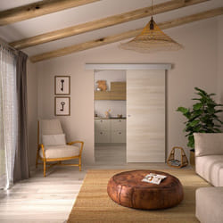 Porte coulissante - Chêne blond - H 204 x Ep 38 x L 73 cm - Non percée