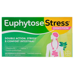 Bayer Euphytose Stress Digestion Confort Intestinal Probiotiques Mélisse Vitamine B2 28 Gélules Végétales