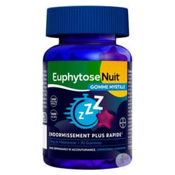 Bayer Santé EuphytoseNuit Mélatonine 30 Gommes - Goût : Myrtille