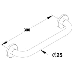Barre droite 300 mm, inox chromé (sans vis) Diamètre 25 mm - PRESTO - 60575