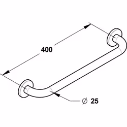 Barre droite, inox chromé (sans vis) Diamètre 25 mm - PRESTO - La barre droite permet le maintien et le relèvement des person ...