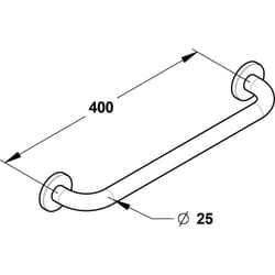 Presto - Barre droite 400 mm, inox chromé (sans vis) Diamètre 25 mm 60577