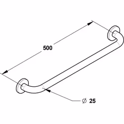 Barre droite 500mm, inox chromé (sans vis) Diamètre 25 mm - PRESTO -60577