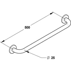 Barre droite 500mm, inox chromé (sans vis) Diamètre 25 mm - PRESTO -60577