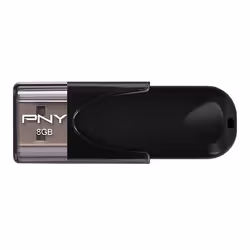 PNY Attaché 4, 8 Go, USB Type-A, 2.0, 25 Mo/s, Casquette, Noir