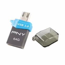PNY OTG Duo-Link OU3 64GB lecteur USB flash 64 Go USB Type-A / Micro-USB 3.2 Gen 1 (3.1 Gen 1) Noir