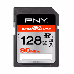 PNY High Performance, 128 Go, SDXC, Classe 10, UHS-I, 90 Mo/s, 40 Mo/s