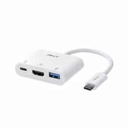 PNY A-TC-UA30HDTC-W01-RB, 0,12 m, USB Type-C, USB Type-C + USB Type-A + HDMI, Mâle, Femelle, Droit